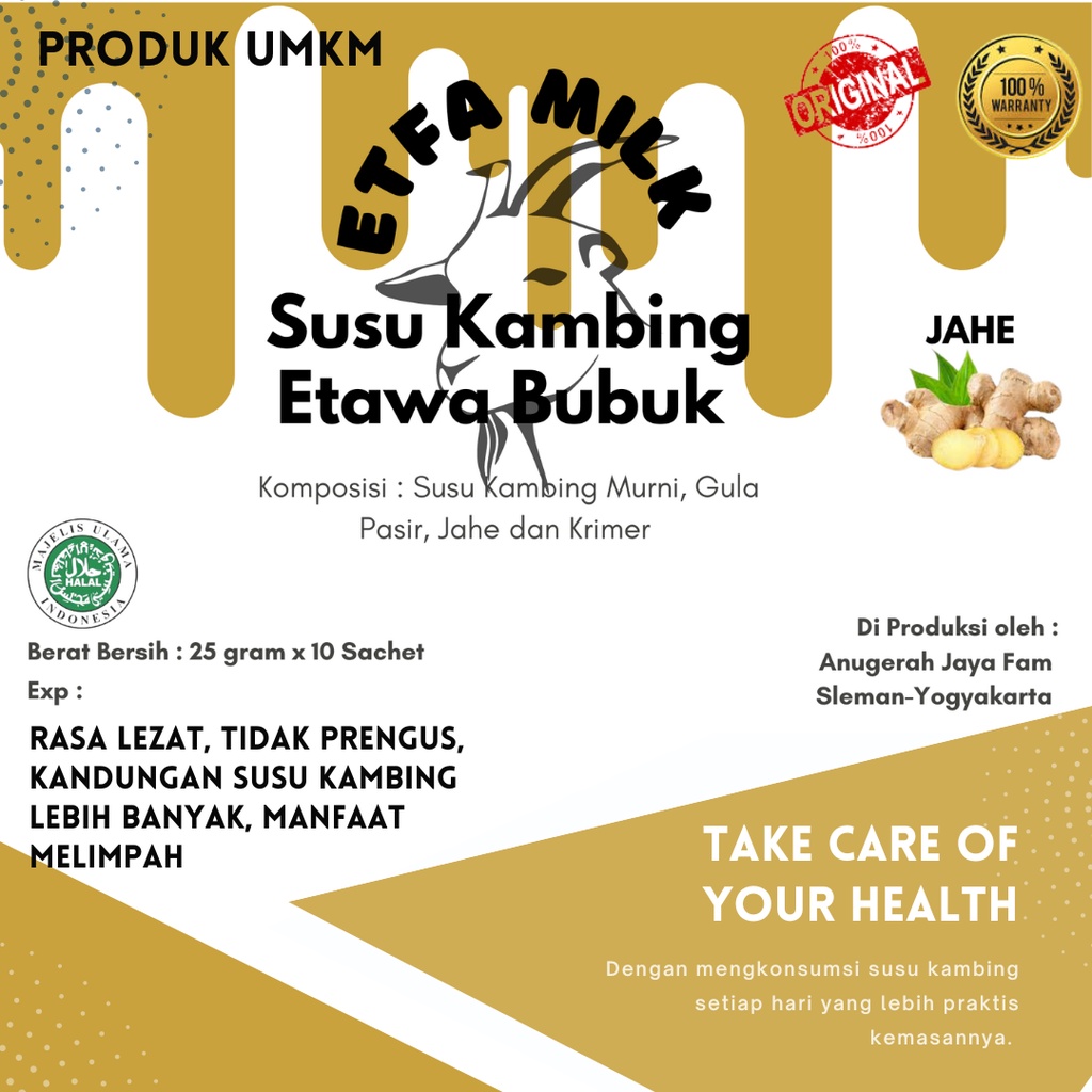 

Susu Kambing Etawa "ETFA MILK" Rasa Jahe