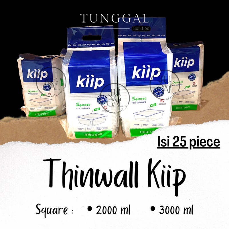 Thinwall Kiip - Square 2000 ml, 3000 ml. Kotak serba guna, box bening, wadah transparan, thinwall ma