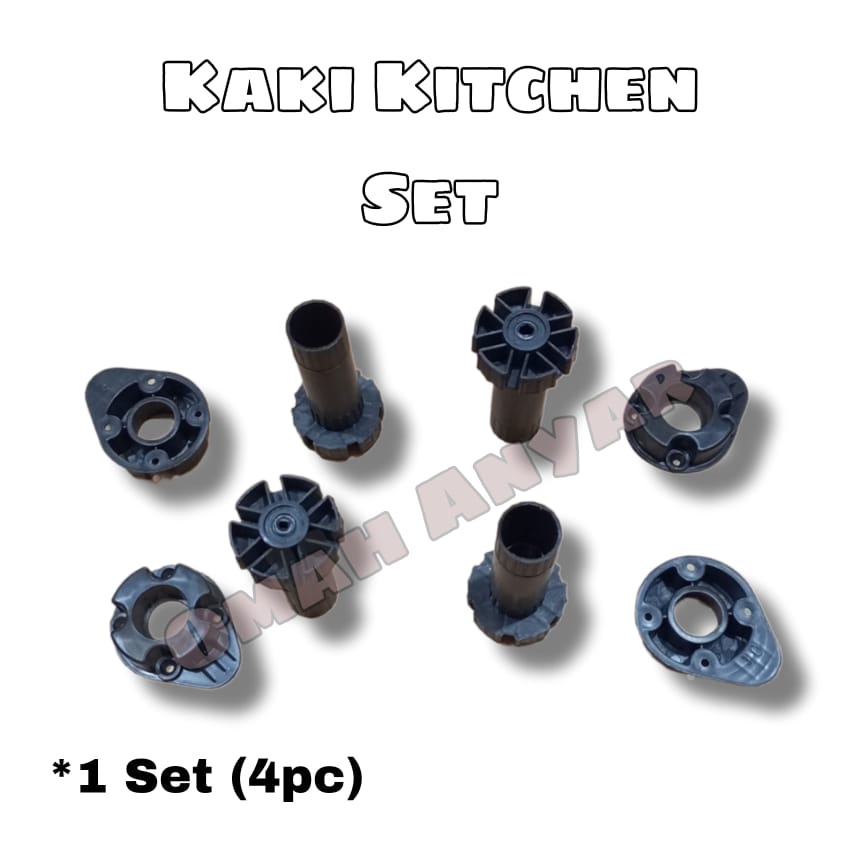 Kaki Meja Lemari Kitchen 10cm Set Dapur Stabil Adjuster Plastik Hitam Twin