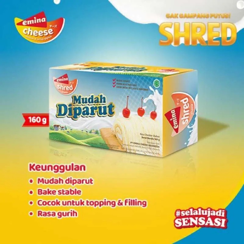 Emina Shred Cheese / Keju Cheddar Olahan / Keju Mudah Diparut / 160g