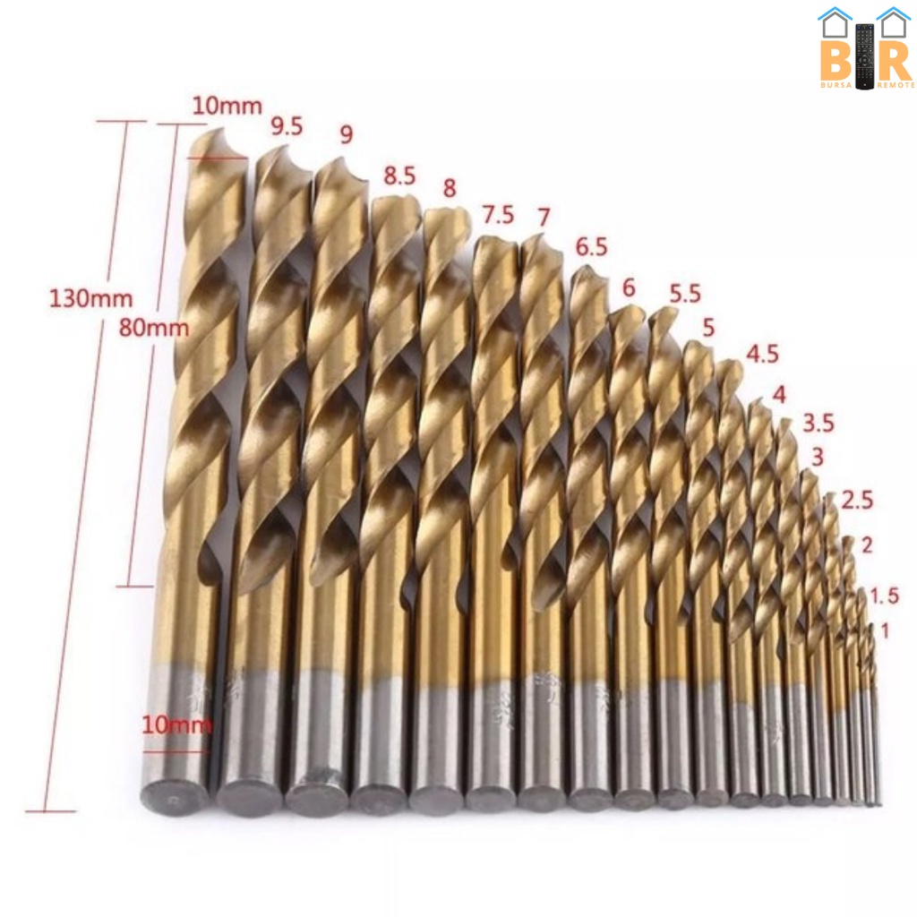 Set 19 Pcs Mata Bor Titanium Kobalt Hss Twist Drill Bit 1MM - 10MM / MataBor Baja Cobalt Kecepatan Tinggi Alat Listrik Kualitas Tinggi