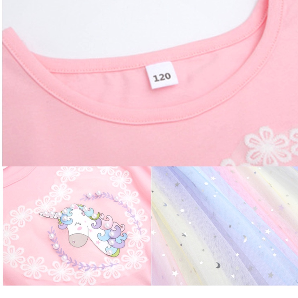 [MAMASILO] Dress anak perempuan unicorn sequin tutu rainbow import/baju anak perempuan unicorn sequin tutu rainbow import