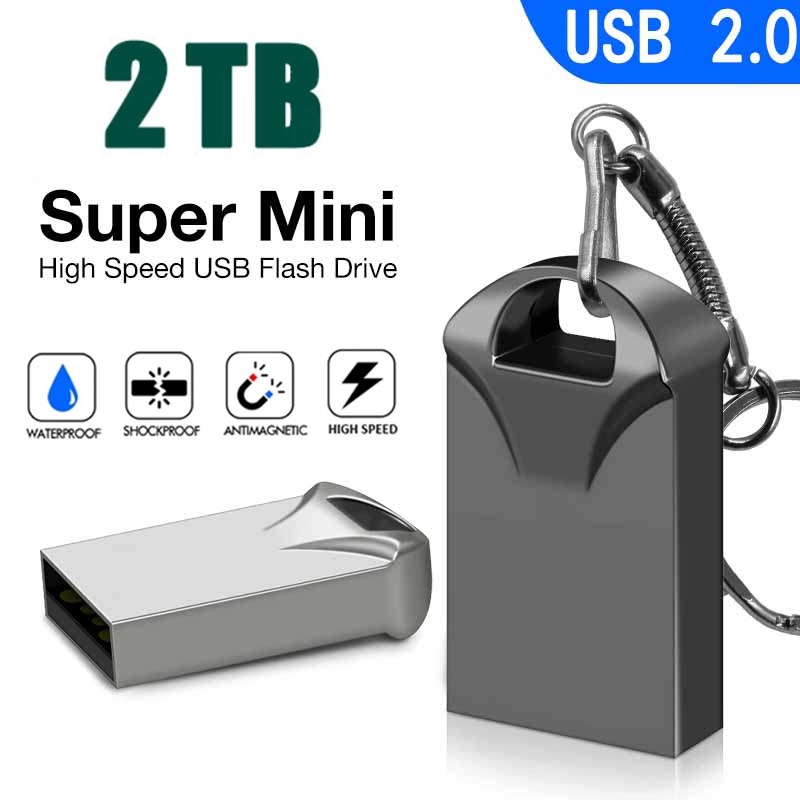 Flash Disk USB 2.0 2TB 1TB Anti Air Kecepatan Tinggi Bahan Metal