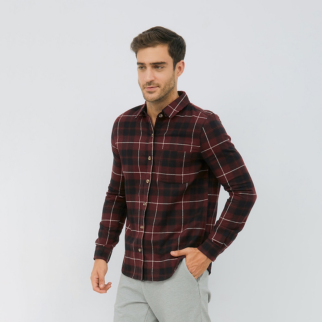 JOY SHADE  Kemeja Pria Tangan Panjang MAROON PLAID by Aeropostale