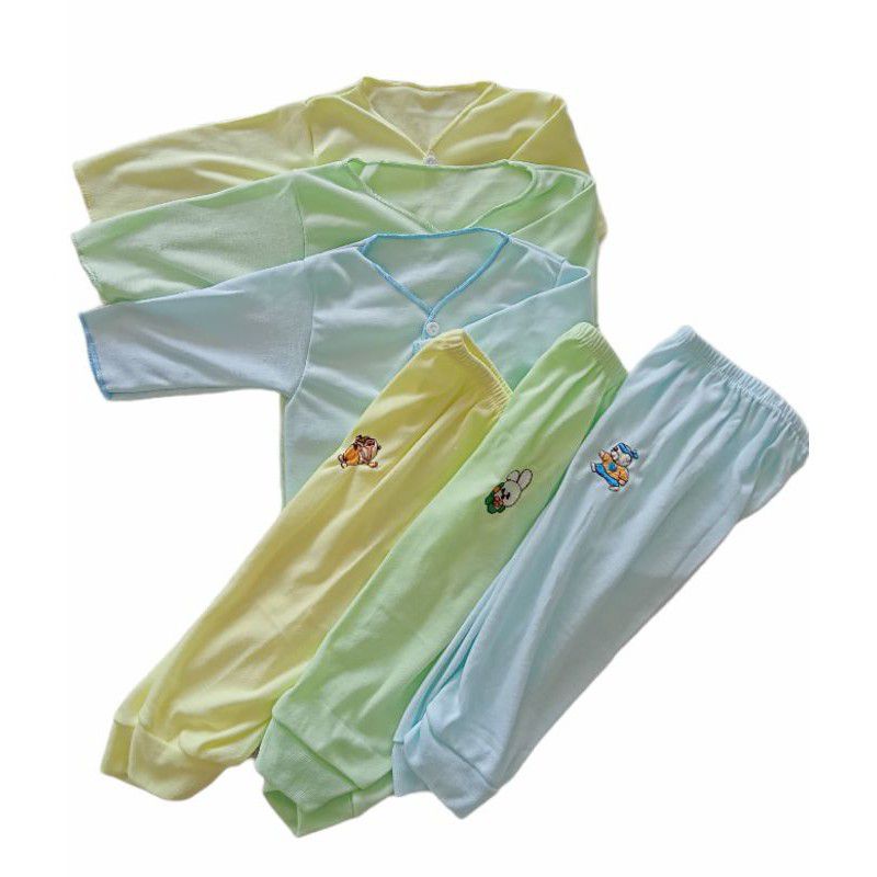 3 pcs Baju Bayi Lengan Panjang + 3 pcs Celana Panjang