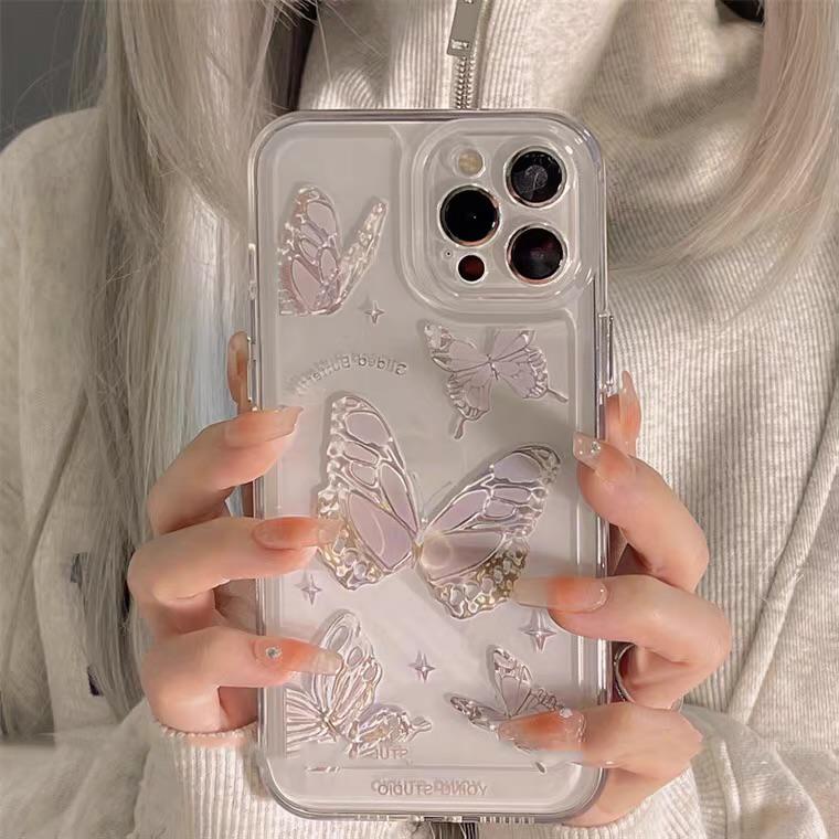 [TPC] Phone Case Bening Transparant BUTTERFLY Kupu -Kupu Card Holder Phone Case IPHONE 7 8 PLUS X XS MAX XR 11 12 13 14 PRO MAX - IP041