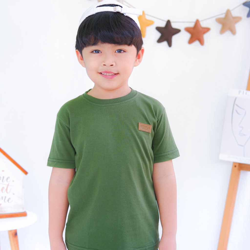 Kaos Polos Anak Laki Laki Perempuan Branded Premium Original | Mevla Kids - Kenzi Green Cactus