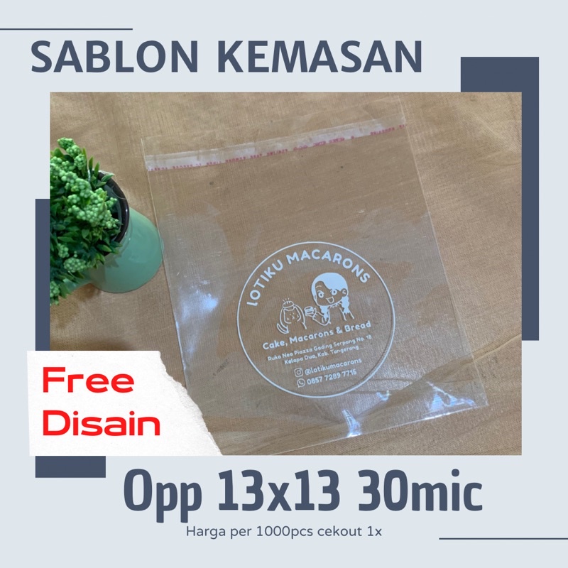 Sablon Plastik Opp Roti 13x13 sablon 1000pcs Sablon Plastik Murah Sablon Kemasan