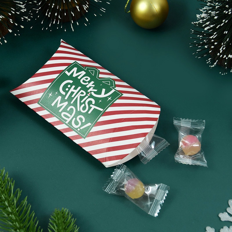 10pcs Kotak Permen / Cokelat / Snack Desain Merry Christmas Untuk Hadiah Natal / Tahun Baru