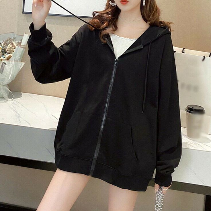 Hoodie Zipper Big Size Jumbo Jacket Pria Wanita Oversize Sweater Atasan Stylish Korean Fashion Casual OOTD Kekinian