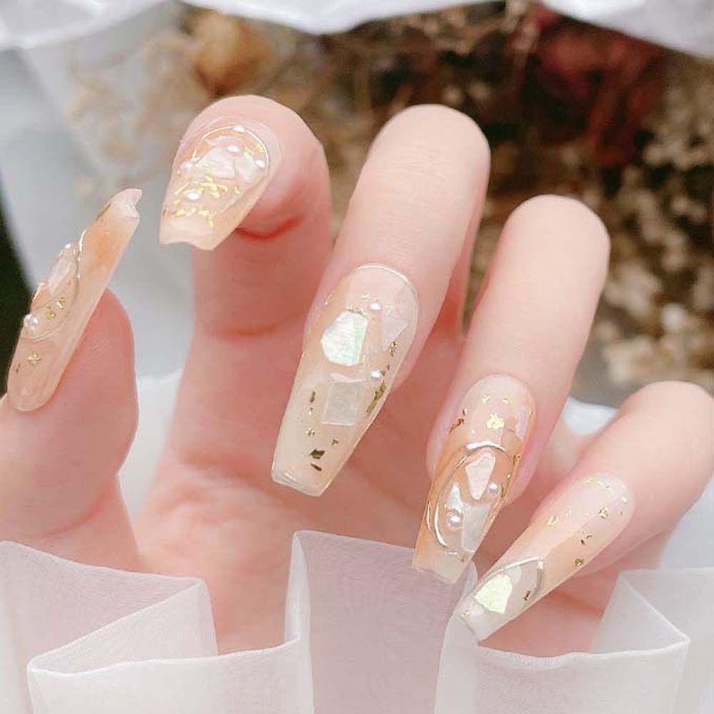 AUGUSTINA Agustina Abalone Nail Art Dekorasi Manikur Aksesoris Kuku Payet Kuku Spangles Tips Perhiasan Kuku Shell Hiasan Kuku