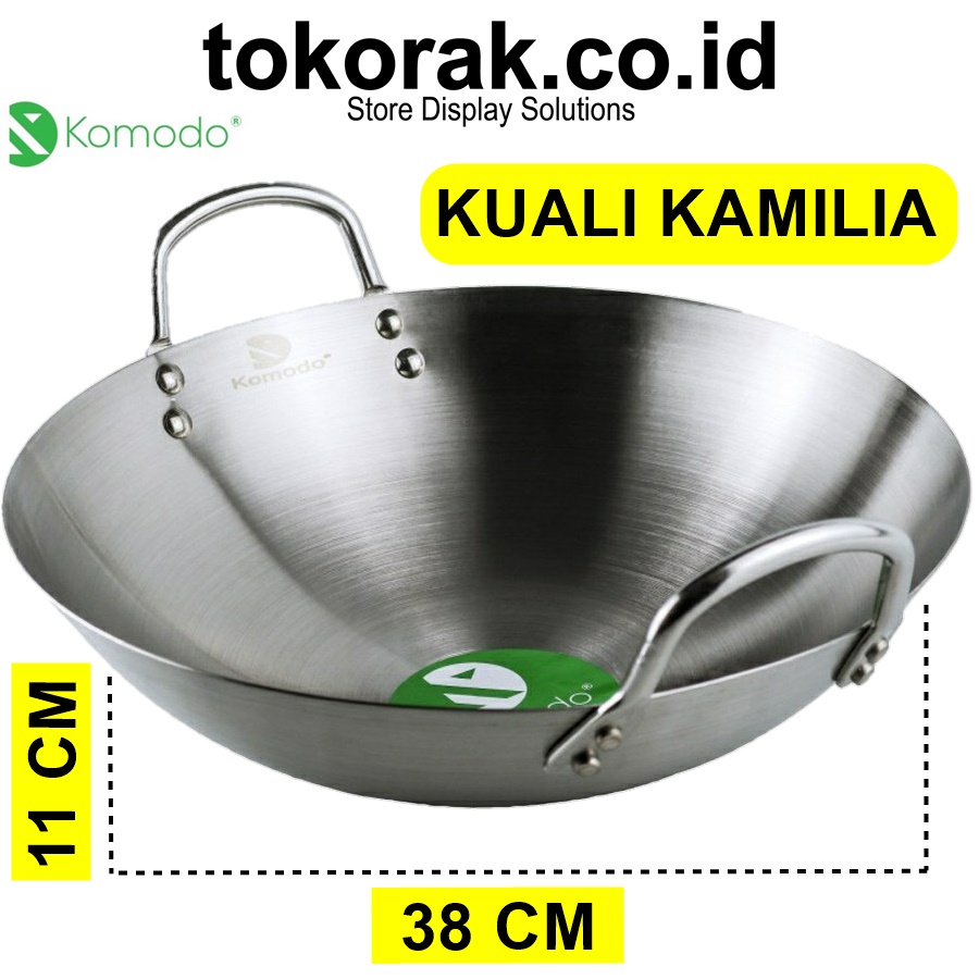 KUALI PENGORENGGAN STAINLESS STEEL 38 CM KOMODO - WAJAN KAMILIA MASAK TEBAL