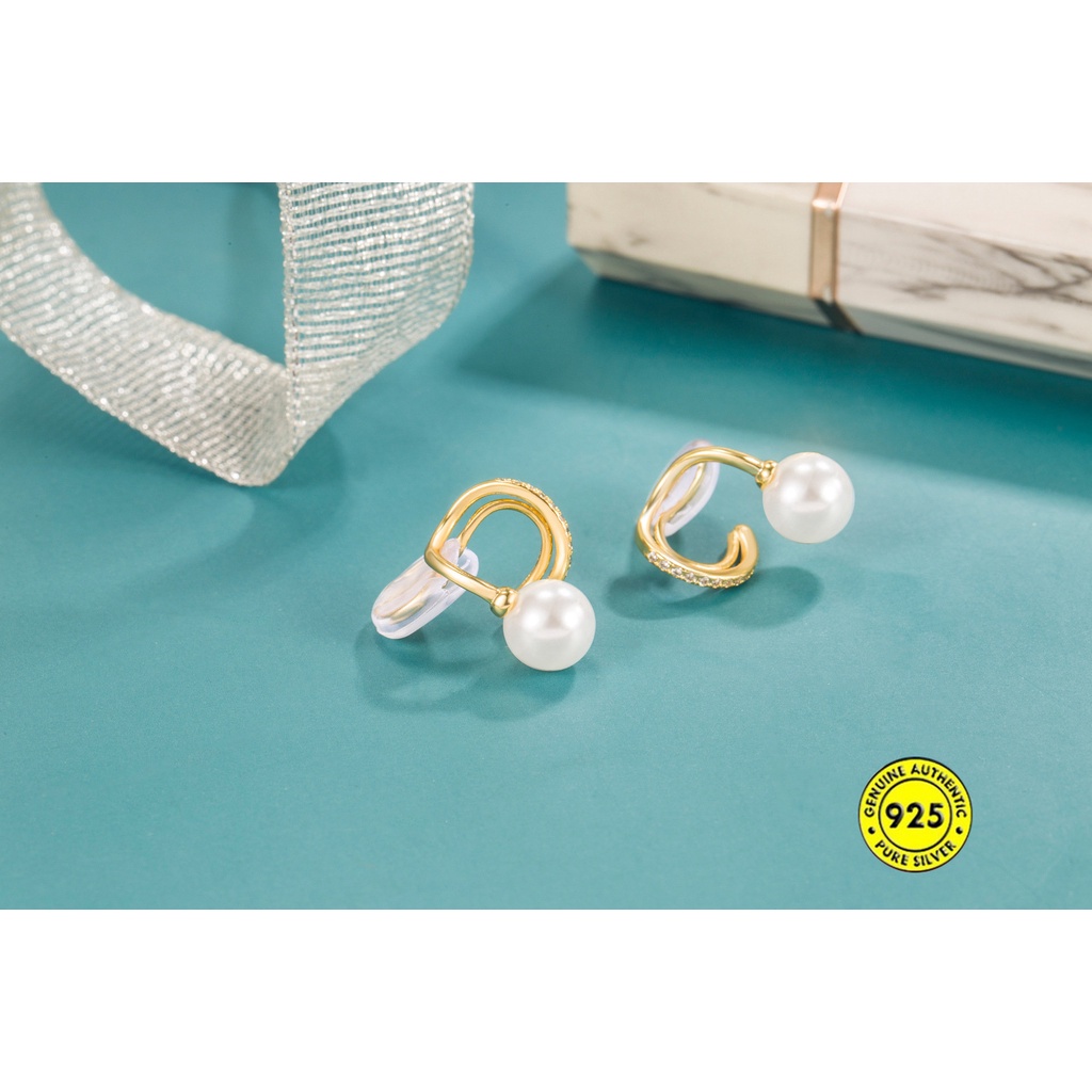 Anting Klip Mutiara Berlian Imitasi Tanpa Sakit U1048