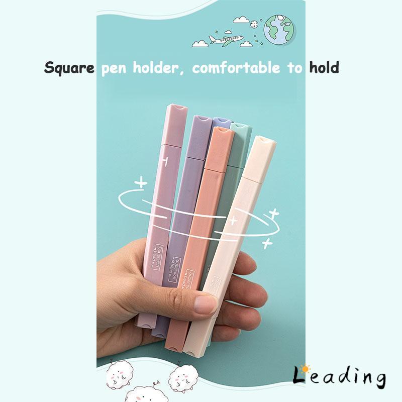 

Ay00! Morandi 6 Pcs/set Berwarna Neon Pena Kepala Ganda Pena Stabilo Seni Spidol Siswa Spidol Anak