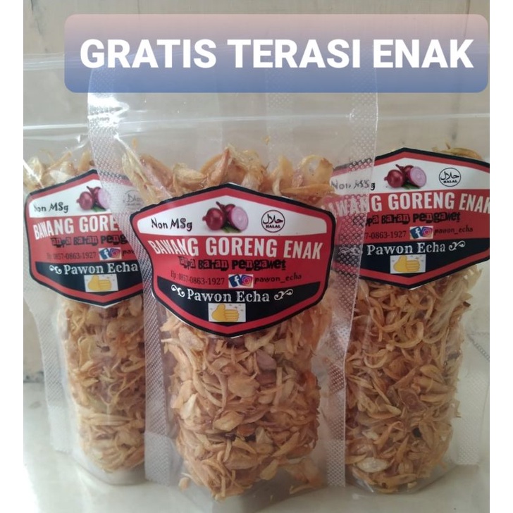 

BAWANG GORENG 50 gram ENAK NON MSG GRATIS TERASI KHAS CIREBON