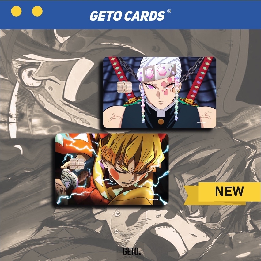 

Stiker skin kartu ATM spesial anime Kimetsu no yaiba demon slayer karakter zenitsu Tengen Uzui hologram Sticker cards aman aksesoris anime