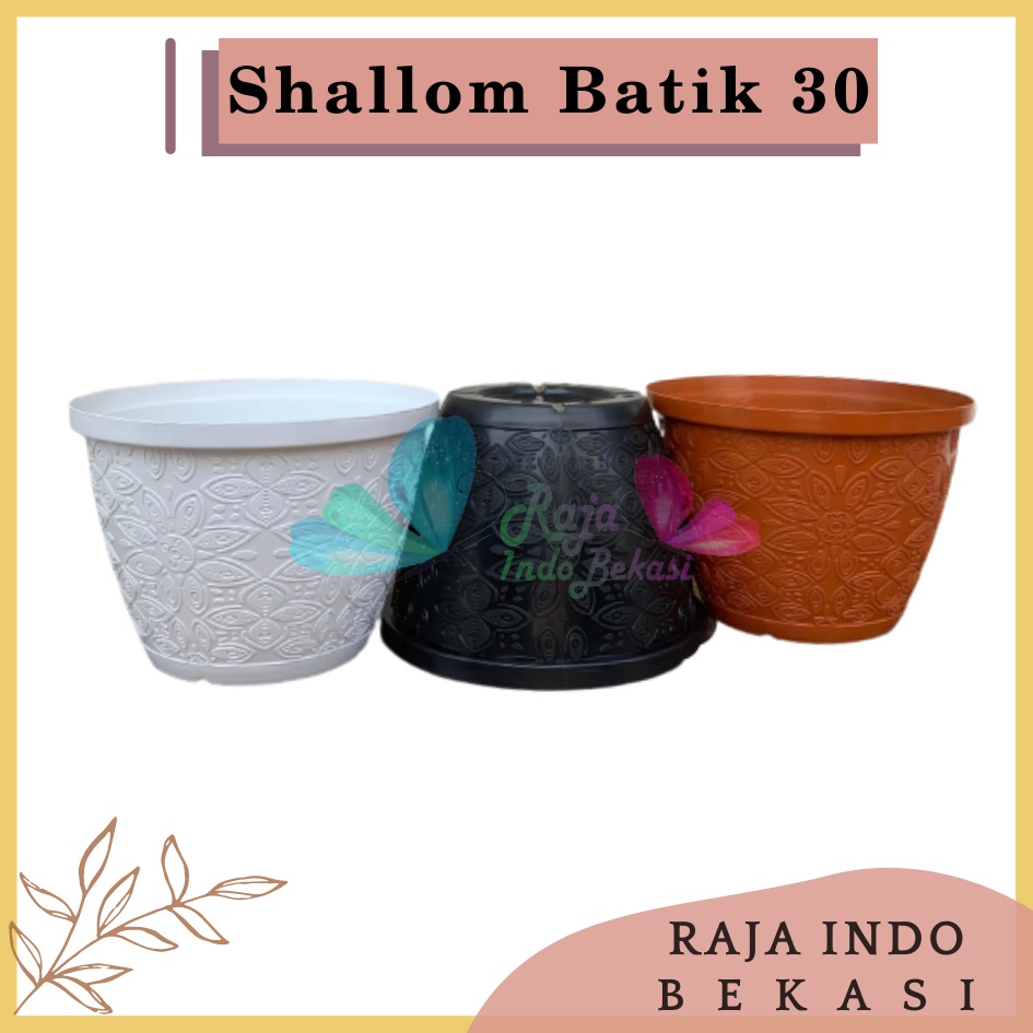 Pot Shallom Batik 30 Putih Hitam Merah BataTerracota Terracotta Merah Coklat Pot Bunga Motif Batik Timbul Pot Bunga Besar Murah Tebal Bagus Bukan Pot Shallom Glory Glori 30 35 40