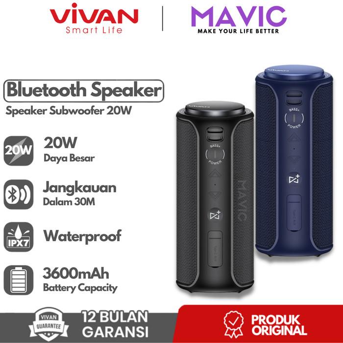 VIVAN VS30 Bluetooth Speaker Portable Waterproof IPX7 Subwoofer 20W