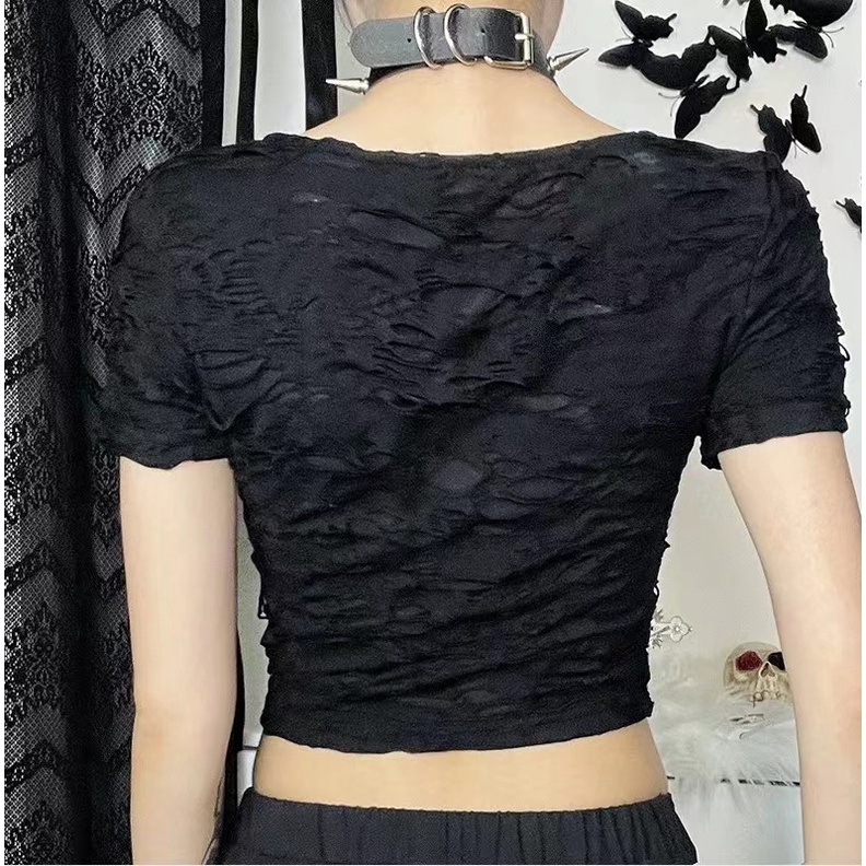 Women Punk Gothic Crop T-shirt 8613 (S/M/L)