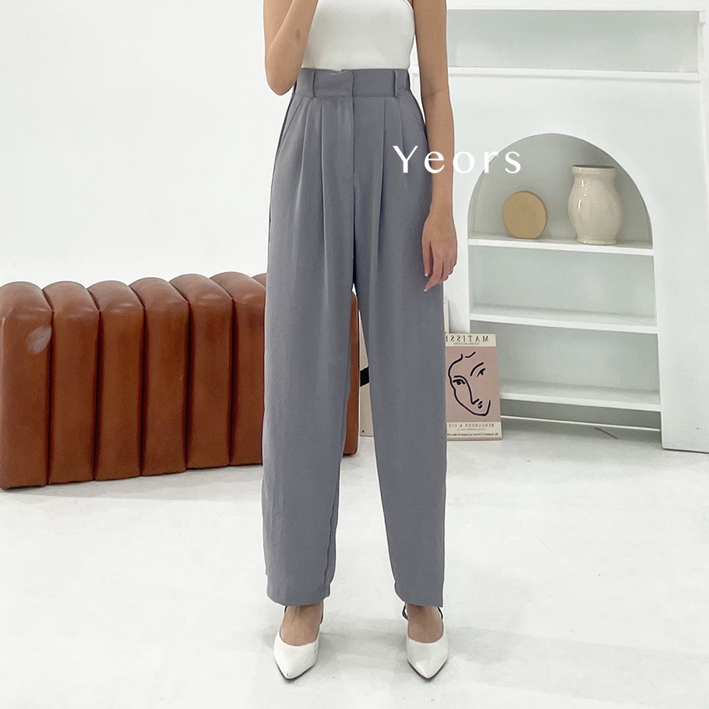 Yeors -  Celana Crinkle Pants Versi Pertama - Wide Leg Highwaist Cullote Milly Pants - Office Work Pants - Celana Murah Basic Kantor Formal Kasual Wanita - Office Work Trouser - Loungewear Casual Pants - Petite Pants - Celana untuk Wanita Pendek