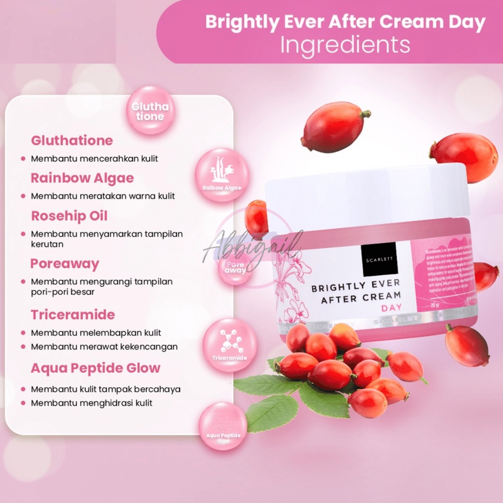 𝘈𝘉𝘎✰  Scarlett Whitening Brightly Ever After Day Cream Night Cream / Scarlett Acne Day Acne Night / Scarlett Whitening Day &amp; Night For Acne / Brightly Ever After Cream 2011