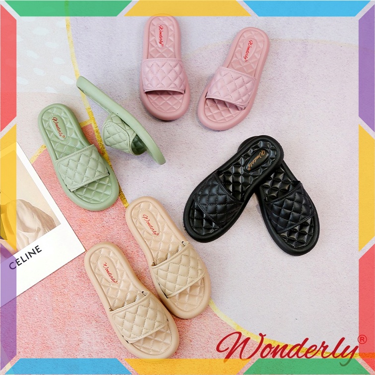 2026-1 Sandal Selop Wanita Wonderly Karet Empuk Sendal Slop Cewek Tawana Rumah Kamar Mandi Hotel