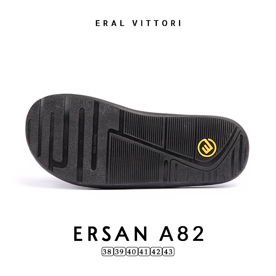 Eral Vittori - Ersan A82 Sandal Pria Kulit Santai Harian Hitam