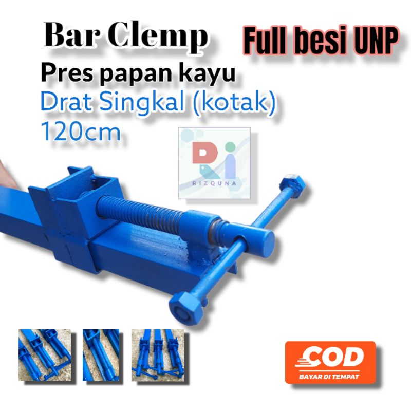 Bar Clemp pres papan kayu drat singkal 120cm full besi