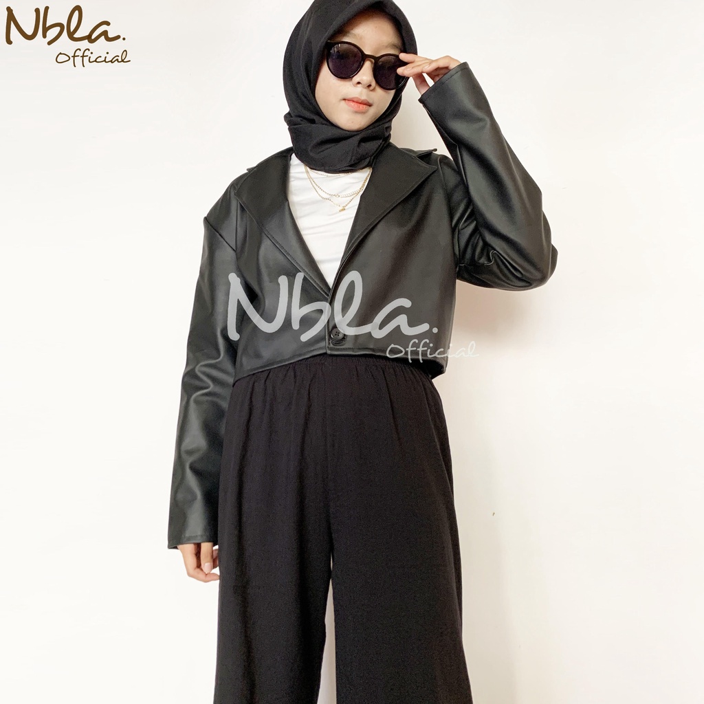 Leather Blazer Crop Wanita - Jaket Crop Blazer Wanita - Jaket Kulit Wanita Remaja - Crop Blazer Hita