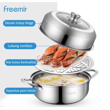 Panci Kukus 2 Susun Double Stainless Steel Panci Rebus Milk Pot Dandang Steamer Cooking ZG-3