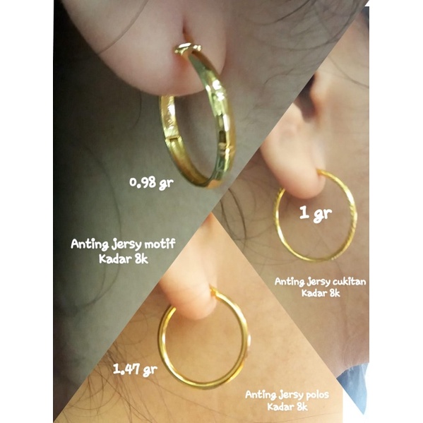 Anting polos ringan besar simpel kadar 375/8k