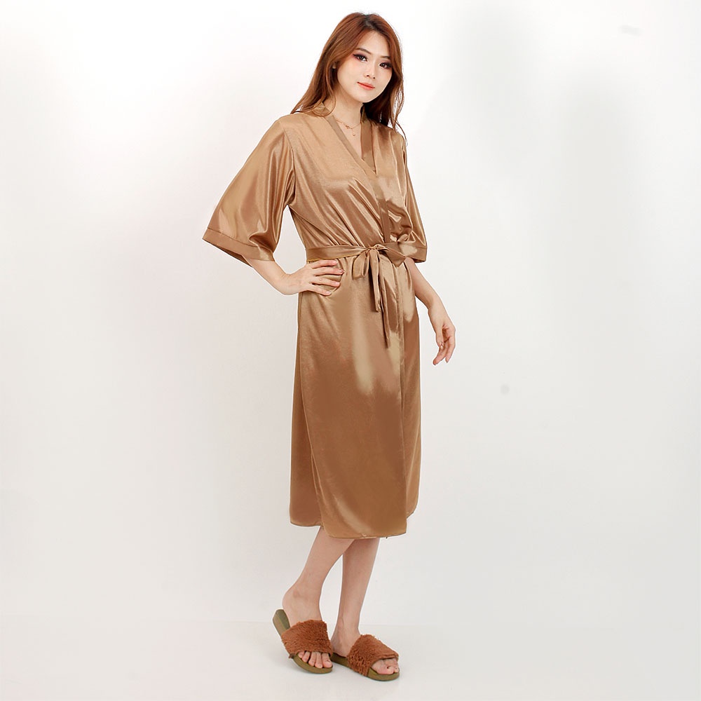 FOLVA Kimono 3/4 Set Tanktop Bridesmaid Baju Tidur Wanita Satin all size