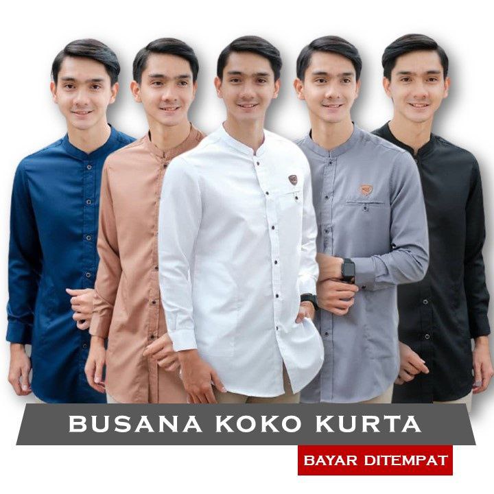 Baju Koko Kurta Dewasa Lengan Panjang Material Catton Adem Serap Keringat