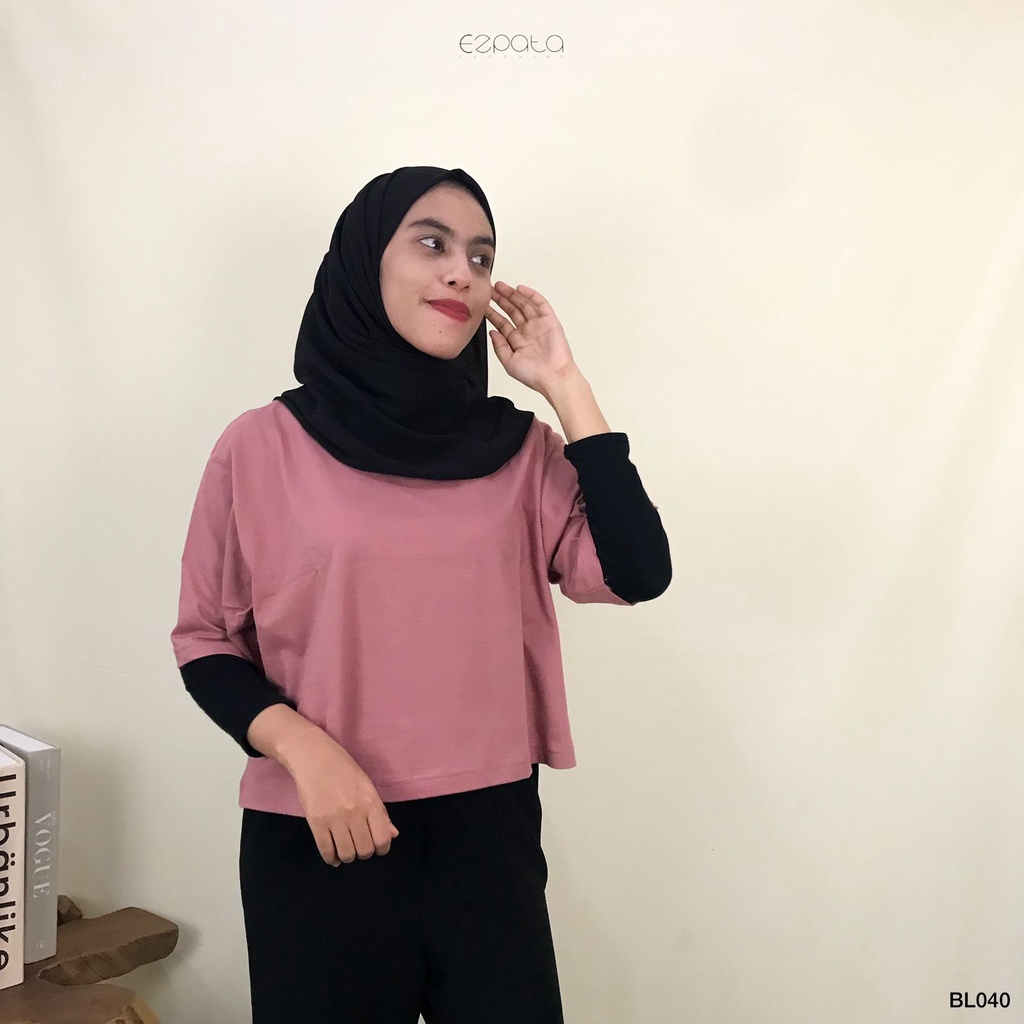 Ezpata Atasan Kaos Polos Crop Top Wanita Lengan Pendek Bahan Katun Adem Gaya Keren Kekinian Termurah Kualitas Top