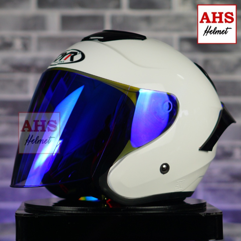 HELM NJS KAIROZ HALF FACE KAIROS POLOS STANDARD SNI-DYR PUTIH PAKET GANT