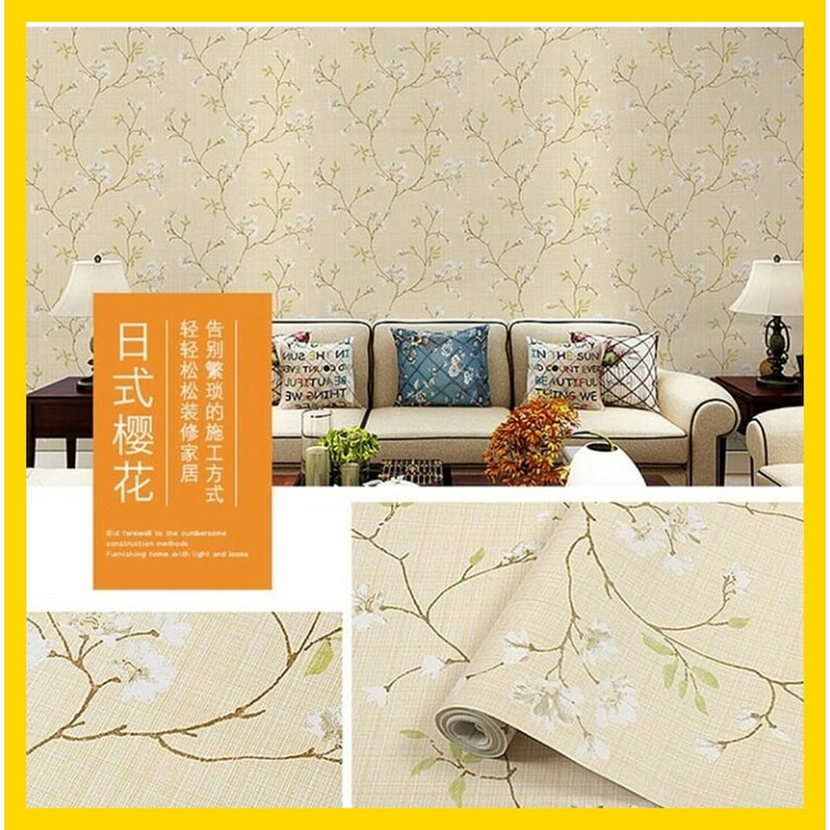 WALLPAPER DINDING STIKER KAMAR DEKORASI DINDING - RANTING CREAM