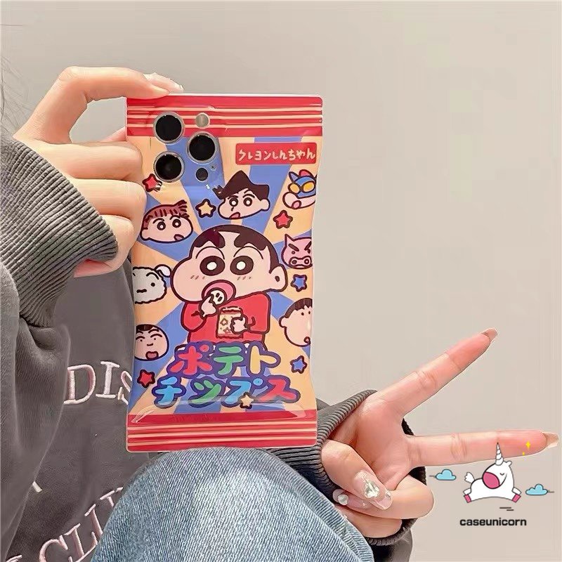 Soft Case TPU Motif Kartun Crayon Shinchan Untuk iPhone 11 14 12 13 Pro Max XR X Xs Max 8 7 6 6s Plus SE 2020
