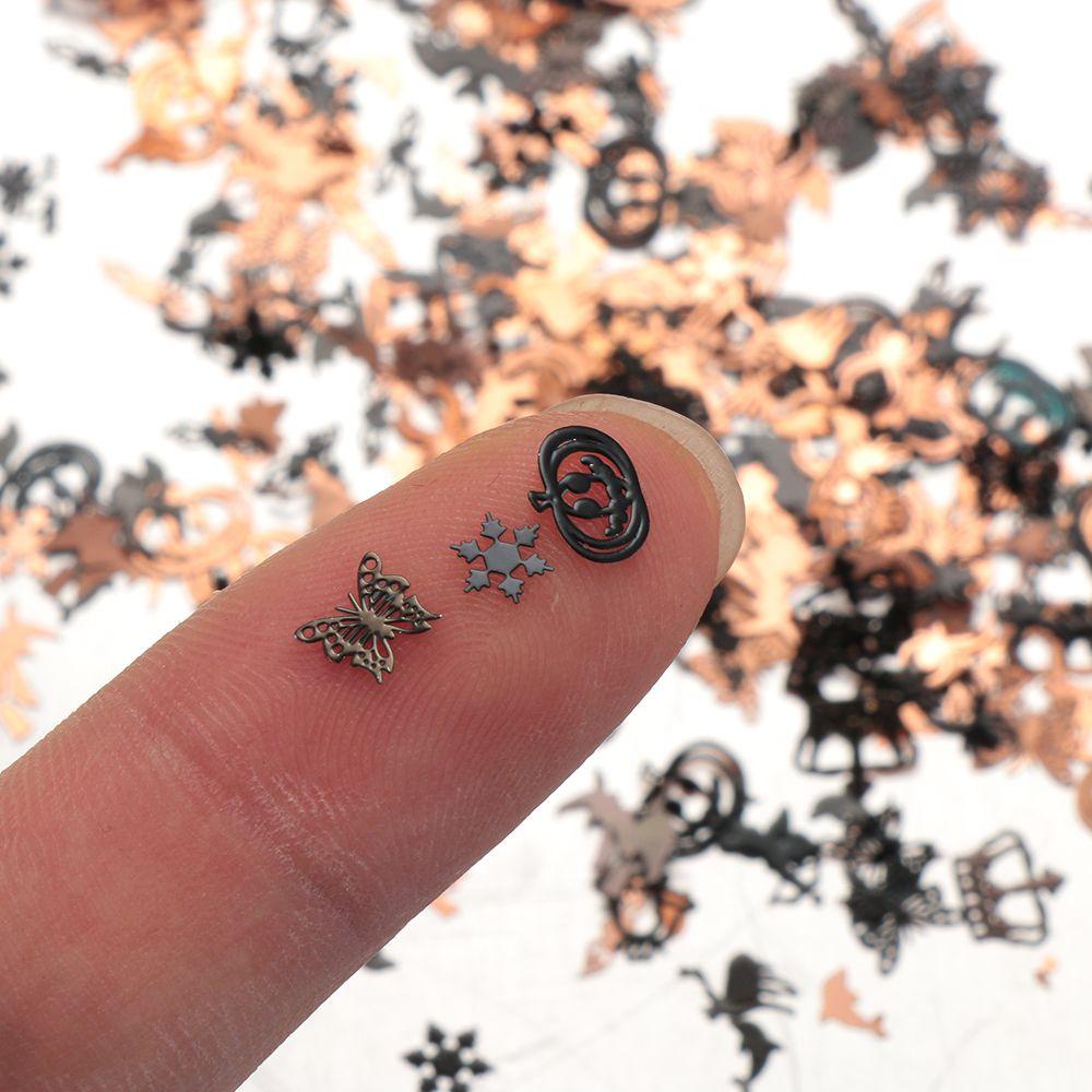 Payet Desain Labu Penyihir Warna Hitam Emas Bahan Metal Untuk Dekorasi Nail Art Halloween