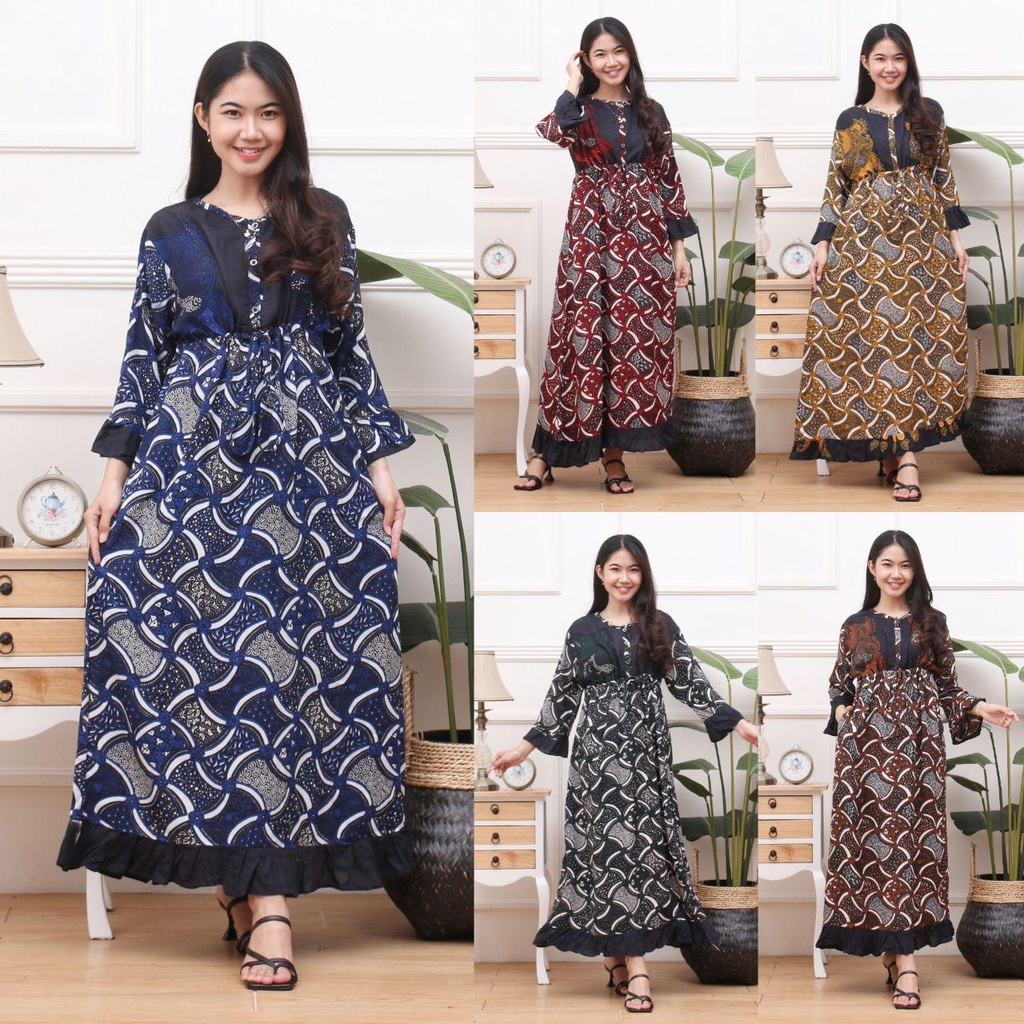 Longdres Batik Maura AURISTELA Daster busui  Baju batik  Baju tidur  Dress batik