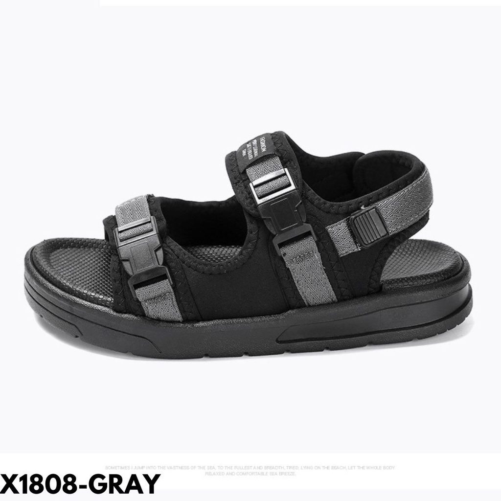 SANDAL SLIP-ON PRIA MODEL SLING BACK POPULER REMAJA DEWASA COWOK BAHAN RUBBER COMBI CANVAS IMPORT 1808