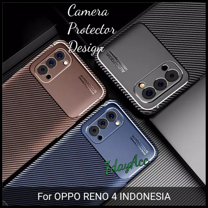 Oppo Reno 4 , Reno 4 Pro Armor Carbon Fiber Silikon Case Soft Casing