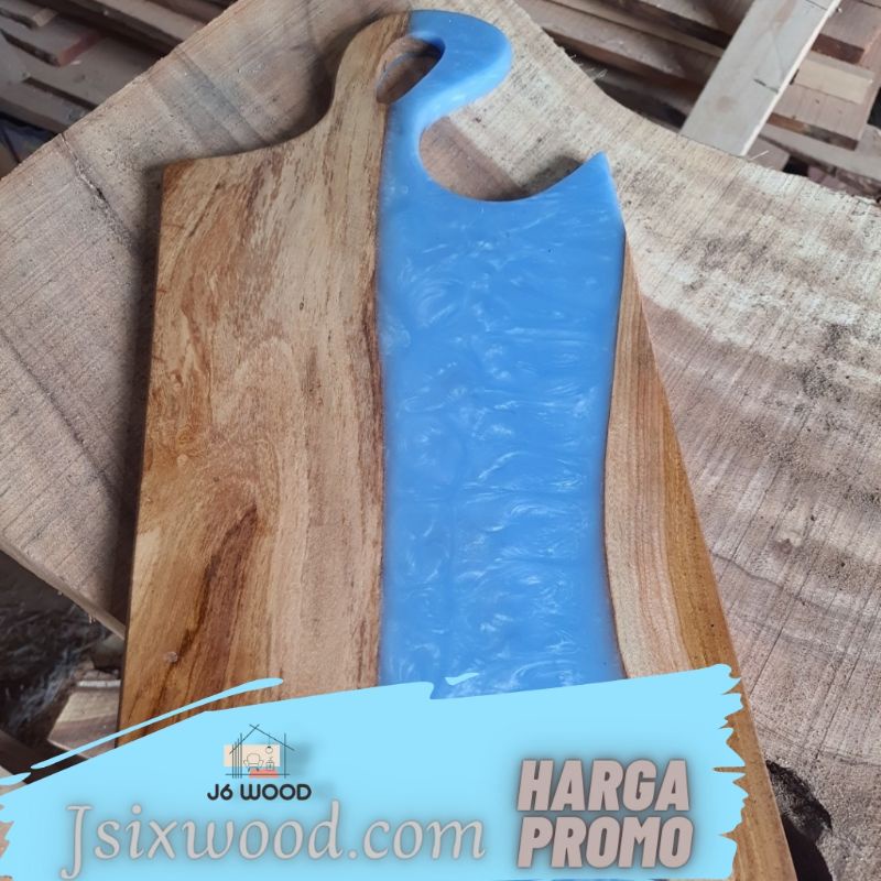 Talenan Kayu Premium Epoxy Resin Tatatan Kayu Jati