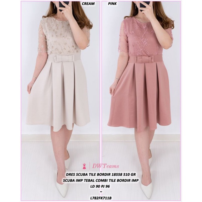 Dress Scuba Tebal Pita 1855 /ld 90