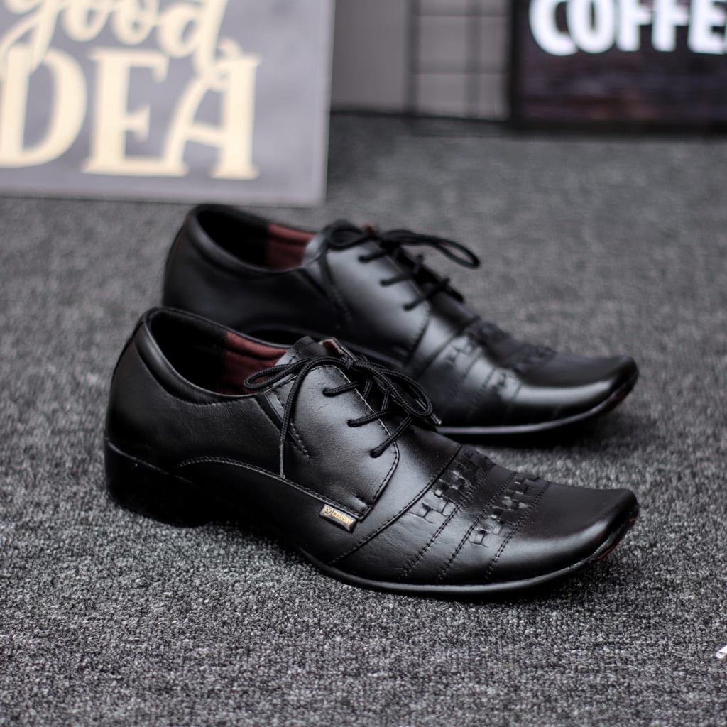 Sepatu Pantofel Hitam Kulit Asli Formal Kerja Kantor Pria Abraham Samak