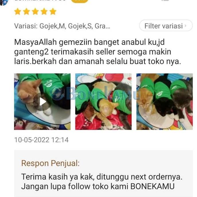 PROMO [REKOMENDASI] BAJU KUCING BAJU ANJING KELINCI MOTIF GOJEK GRAB @ 862