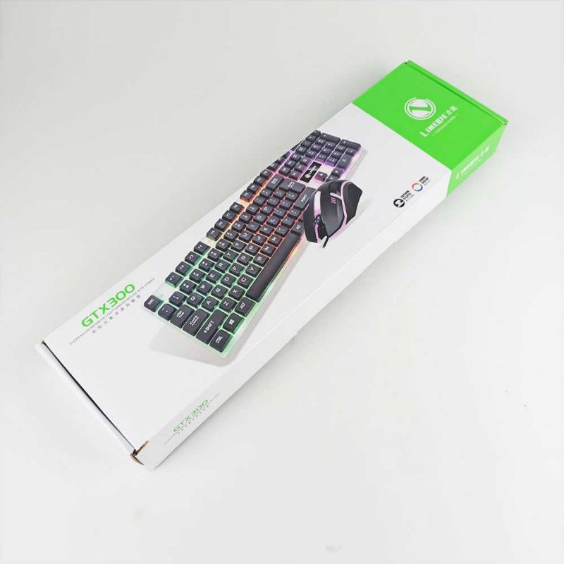 PAKET GAMING Keyboard RGB dan Mouse GTX300 Koneksi USB