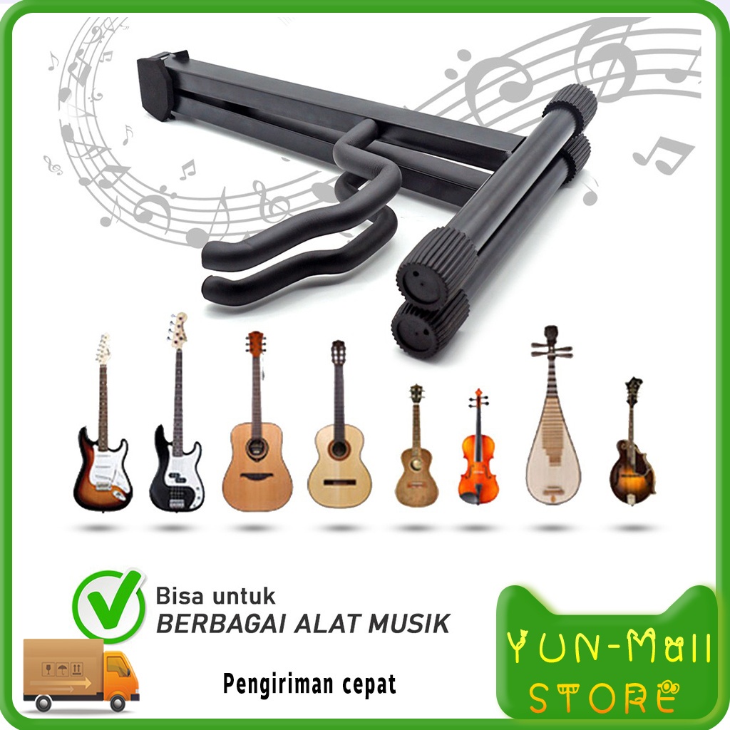 【COD+Pengiriman Cepat】 YUN Mall Alat Musik Stand Gitar Universal Import Stand Bass Ukulele Model A Lipat Besi Dudukan Gitar