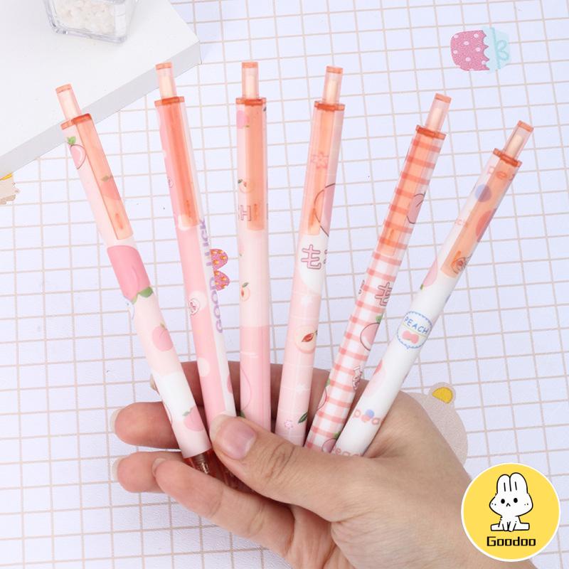 0.5mm Tip Siswa Pola Persik Gadis Lucu Jenis Pers Pena Gel Menulis Halus -Doo