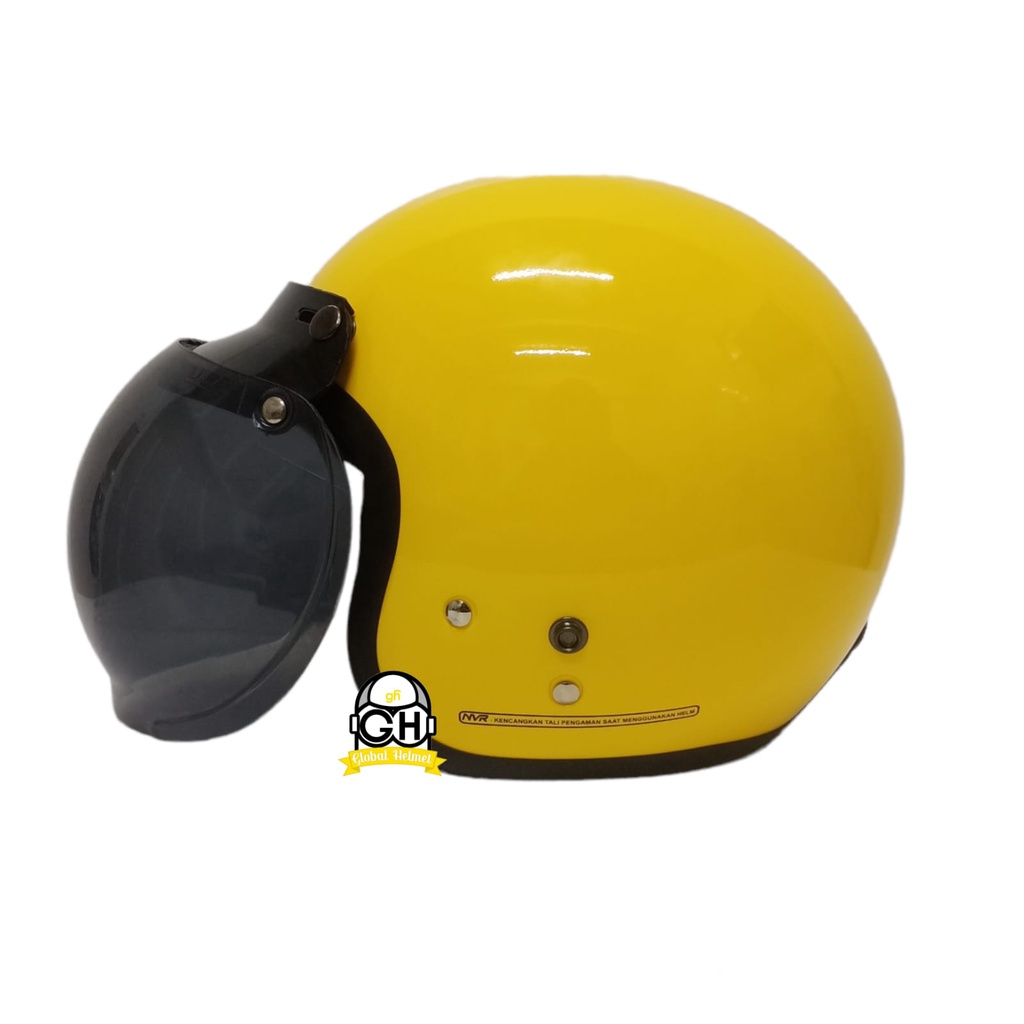 HELM BOGO CGS YELLOW RETRO DEWASA PRIA WANITA COWOK CEWEK FREE KACA SNI