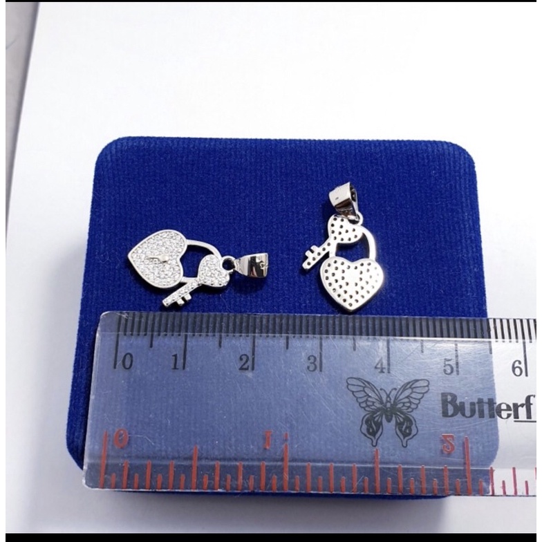 Liontin love kunci bandul love kuncikl liontin cewek perak 925 lapis emas putih